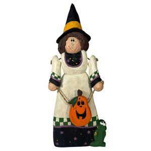 Eddie Walker Midwest of Cannon Falls  Halloween Witch Figurine  Pumpkin & Frog